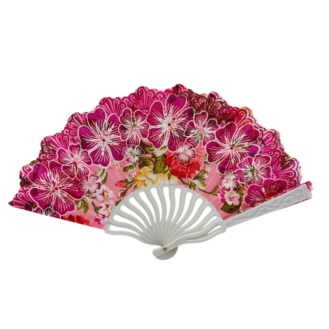 Glitter Flower Hand Fan FN0449 (12PC)