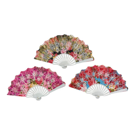 Glitter Flower Hand Fan FN0449 (12PC)