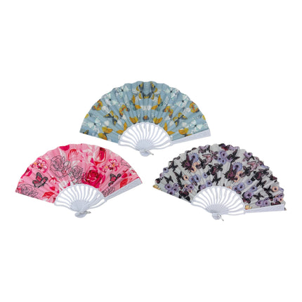 Multi Floral Butterfly Hand Held Folding Fan FN0437 (12PC)