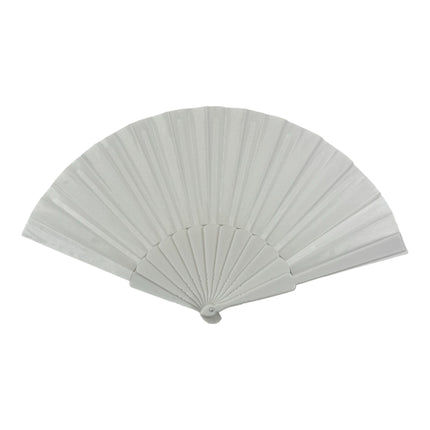 White On White Hand Held Folding Fan FN06 (12PC)