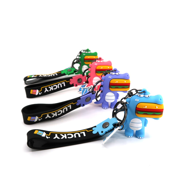 Funny Cartoon Burger Dino Key Chain KC913-25 (12PC)