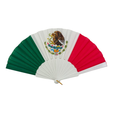 Mexican Flag Print Oriental Hand Held Folding Fan FN0457 (12PC)