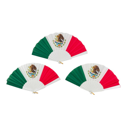 Mexican Flag Print Oriental Hand Held Folding Fan FN0457 (12PC)