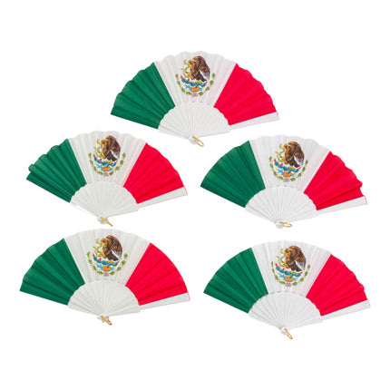 Mexican Flag Print Oriental Hand Held Folding Fan FN0457 (12PC)