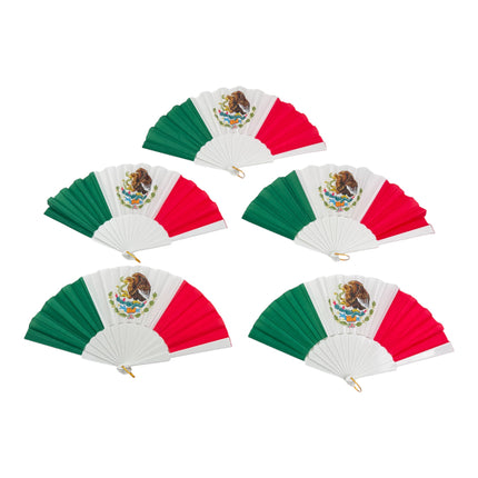 Mexican Flag Print Oriental Hand Held Folding Fan FN0457 (12PC)