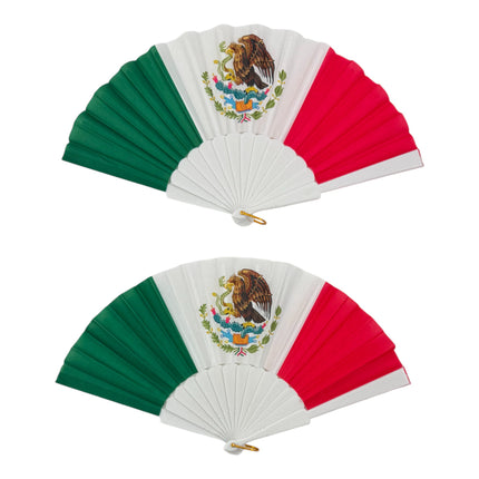 Mexican Flag Print Oriental Hand Held Folding Fan FN0457 (12PC)