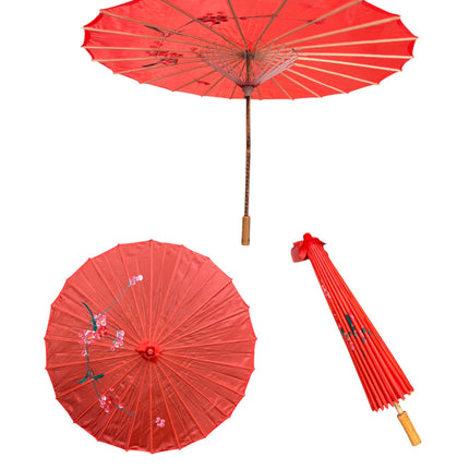 Traditional Floral Sunshade Oil Cloth Paper Umbrella UM5044 (6PC)