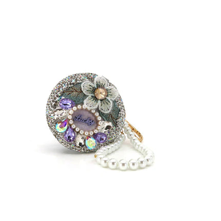 CRYSTAL FLOWER PEARL STRAP MIRROR KEY CHAIN KC3222-41 (12PC)