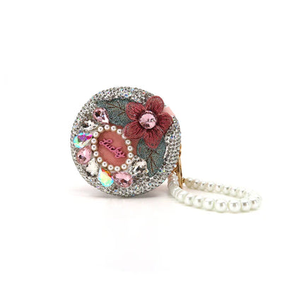 CRYSTAL FLOWER PEARL STRAP MIRROR KEY CHAIN KC3222-41 (12PC)