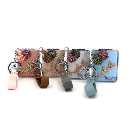 BUTTERFLY FLOWER DECOR MIRROR KEY CHAIN 3222-31 (12PC)