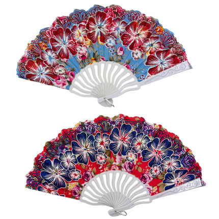 Peony Floral Glitter Hand Held Folding Fan FN0441 (12PC)