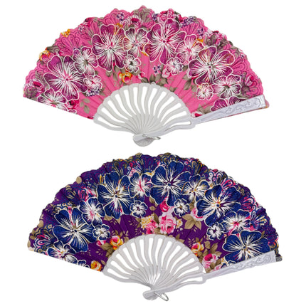 Peony Floral Glitter Hand Held Folding Fan FN0441 (12PC)