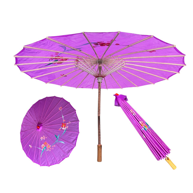 Traditional Floral Sunshade Oil Cloth Paper Umbrella UM5044 (6PC)