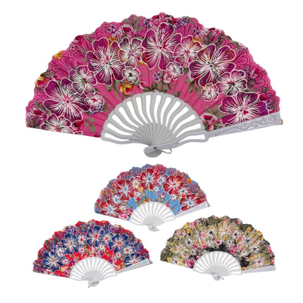Peony Floral Glitter Hand Held Folding Fan FN0441 (12PC)