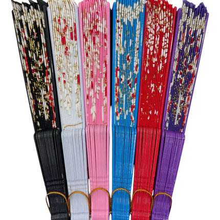 Peacock Floral Gold Glitter Hand Held Folding Fan FN0266 (12PC)