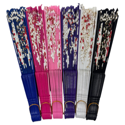 Peacock Floral Gold Glitter Hand Held Folding Fan FN9471 (12PC)