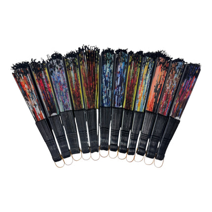 Sheer Floral Black Lace Trim Hand Held Folding Fan FN3772 (12PC)