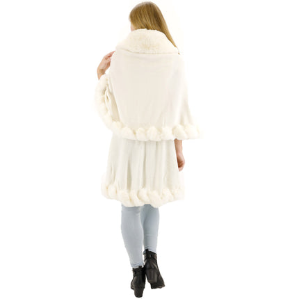 Solid Color Fur Double Layer Poncho SH925 (1PC)