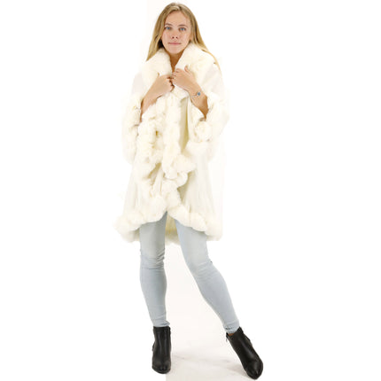 Solid Color Fur Double Layer Poncho SH925 (1PC)