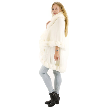 Solid Color Fur Double Layer Poncho SH925 (1PC)