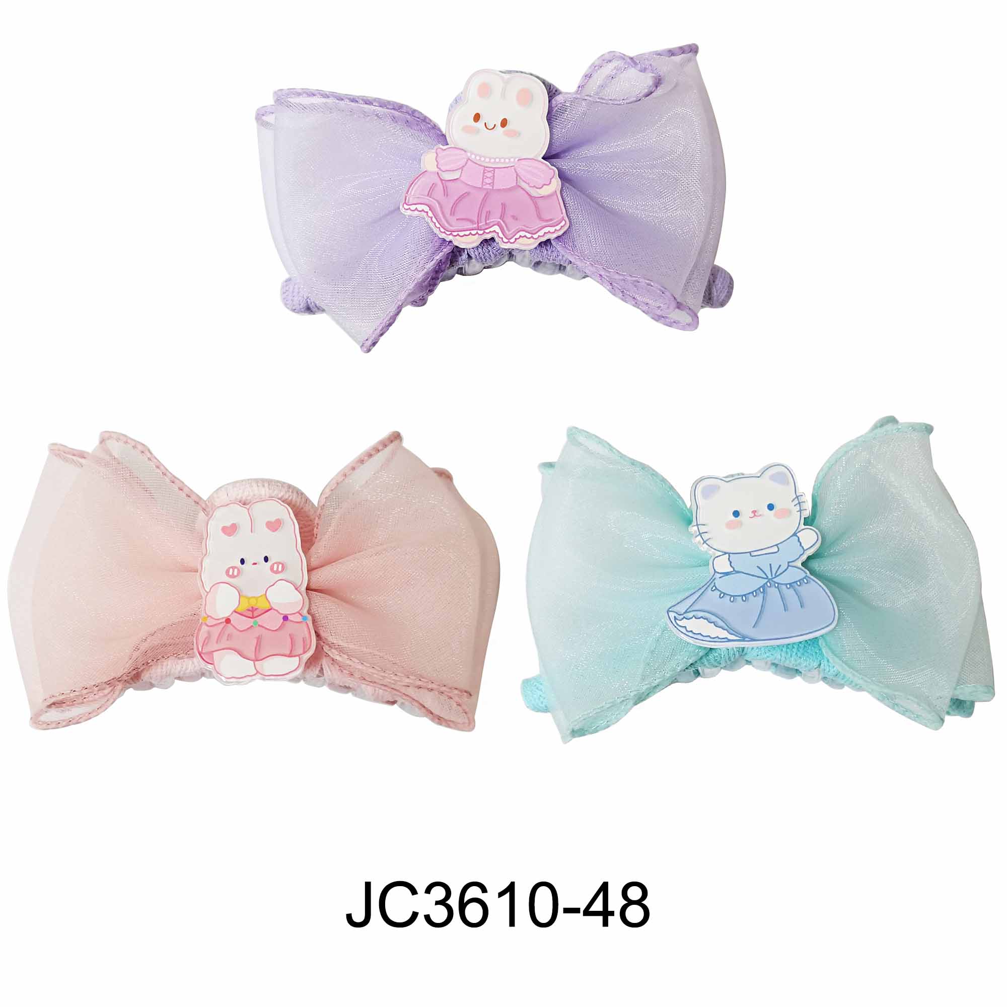 CUTE RABBIT N CAT CARTOON BOW CLAW CLIP 3610-48 (12PC)