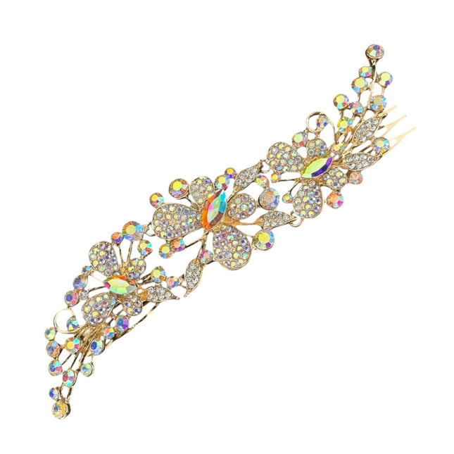 CRYSTAL BUTTERFLY TIARA HAIR COMB JC628 (6PC)