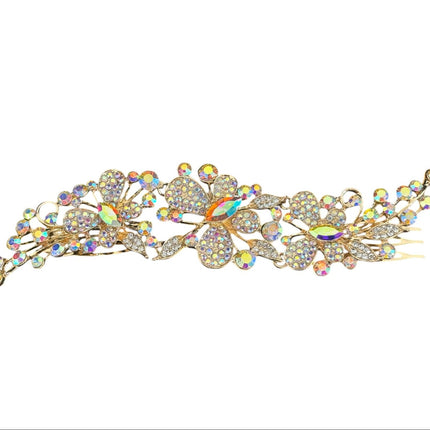 CRYSTAL BUTTERFLY TIARA HAIR COMB JC628 (6PC)