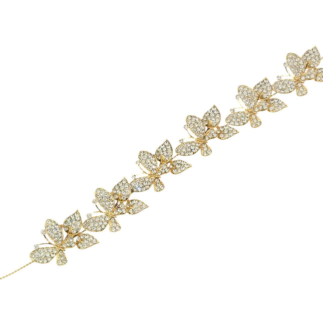 CRYSTAL SMALL BUTTERFLY THIN TIARA HAIR COMB PIN JC633 (6PC)