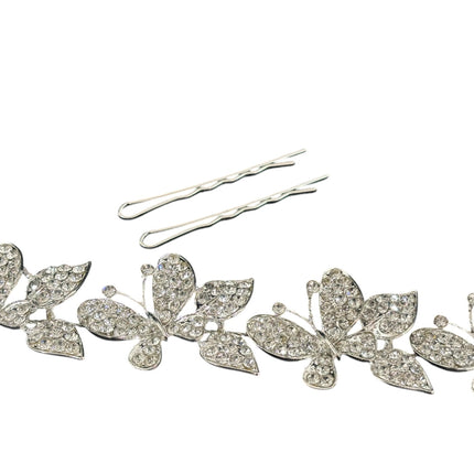 Crystal Small Butterfly Thin Tiara Hair Comb Pin JC633 (6PC)