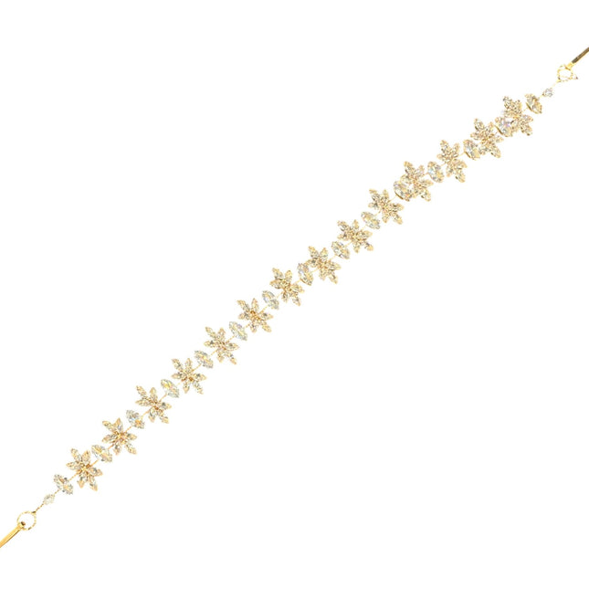 CRYSTAL BLOSSOM BRANCH LEAVES THIN TIARA HAIR PIN JC641 (6PC)