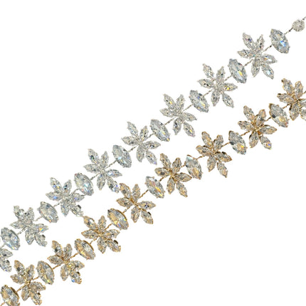 Crystal Blossom Branch Leaves Thin Tiara Hair Pin JC641 (6PC)