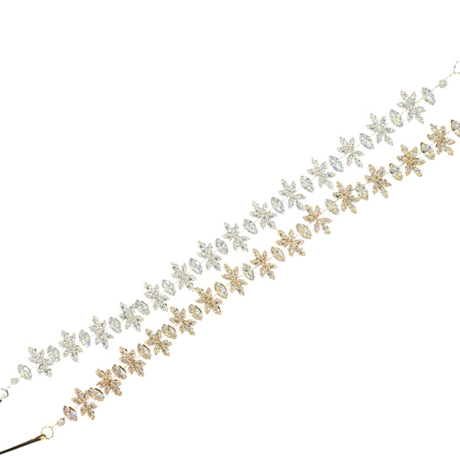 CRYSTAL BLOSSOM BRANCH LEAVES THIN TIARA HAIR PIN JC641 (6PC)