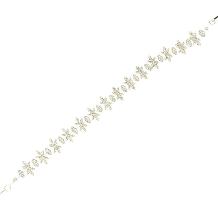 Crystal Blossom Branch Leaves Thin Tiara Hair Pin JC641 (6PC)