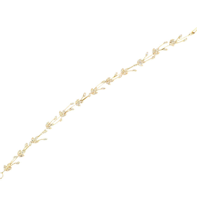 CRYSTAL BLOSSOM BRANCH LEAVES THIN TIARA HAIR PIN JC644 (6PC)