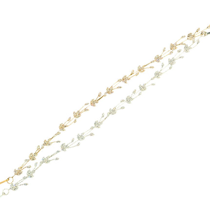 CRYSTAL BLOSSOM BRANCH LEAVES THIN TIARA HAIR PIN JC644 (6PC)