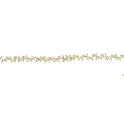 CRYSTAL BLOSSOM BRANCH LEAVES THIN TIARA HAIR PIN JC645 (6PC)