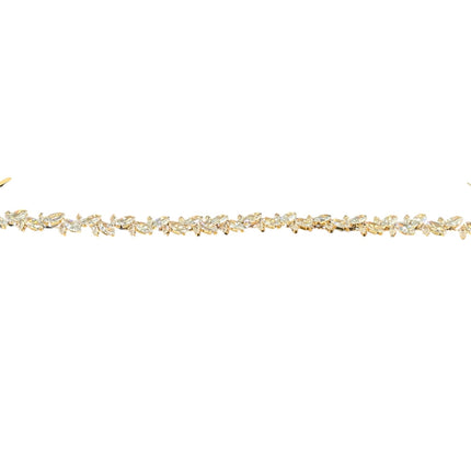 CRYSTAL BLOSSOM BRANCH LEAVES THIN TIARA HAIR PIN JC645 (6PC)