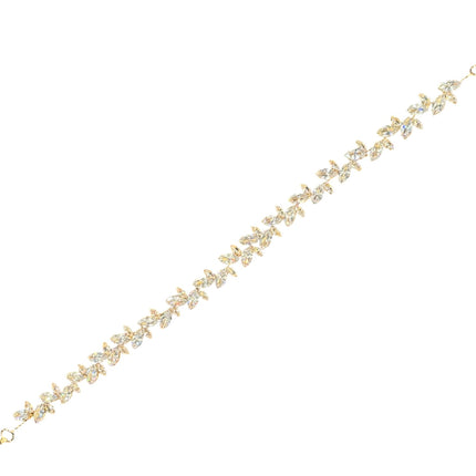CRYSTAL BLOSSOM BRANCH LEAVES THIN TIARA HAIR PIN JC645 (6PC)