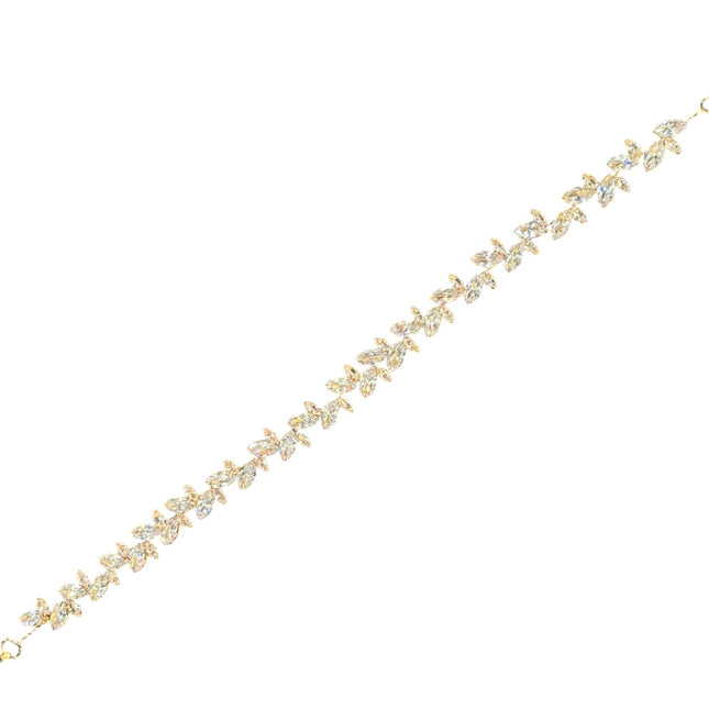 CRYSTAL BLOSSOM BRANCH LEAVES THIN TIARA HAIR PIN JC645 (6PC)