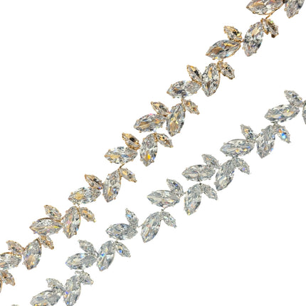 CRYSTAL BLOSSOM BRANCH LEAVES THIN TIARA HAIR PIN JC645 (6PC)