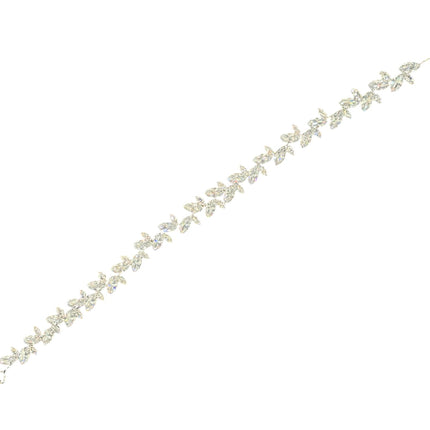 CRYSTAL BLOSSOM BRANCH LEAVES THIN TIARA HAIR PIN JC645 (6PC)
