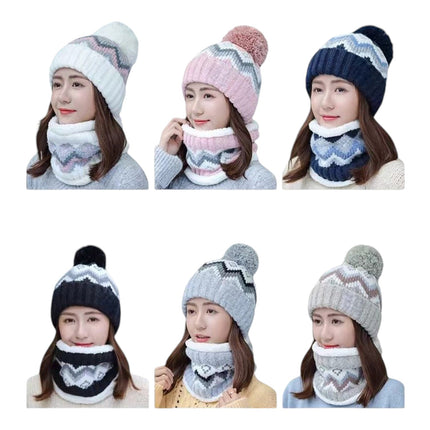 Pom Pom Knitted Beanie With Neck Warmer JH4730-5 (12SET)