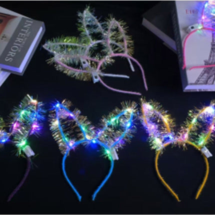 Led Bunny Ear Light up Tinsel Headband JH5828-3 (12PC)
