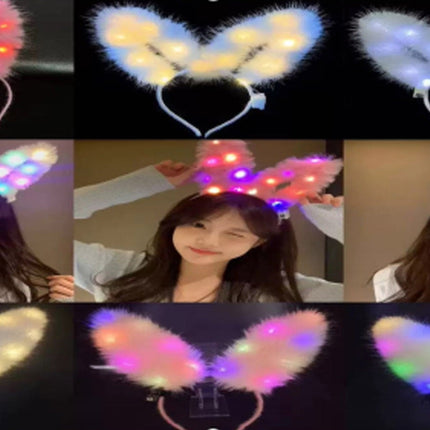Led Big Bunny Ear Light up Fur Headband JH5828-5 (12PC)