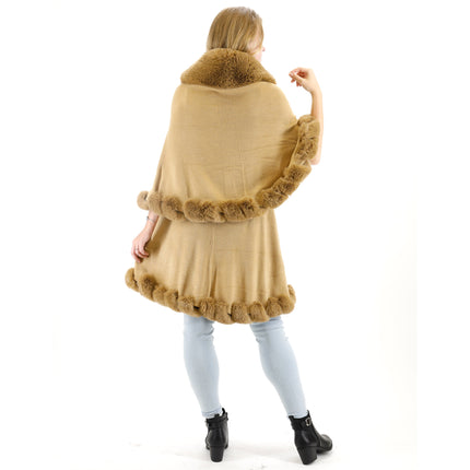 Solid Color Fur Double Layer Poncho SH925 (1PC)