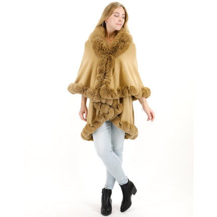 Solid Color Fur Double Layer Poncho SH925 (1PC)