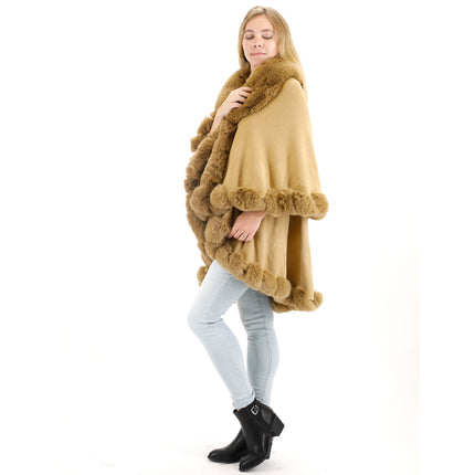 Solid Color Fur Double Layer Poncho SH925 (1PC)