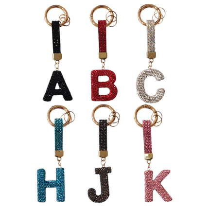 Rhinestone Alphabet Initial Letter Key Chain KC001 (12PC)