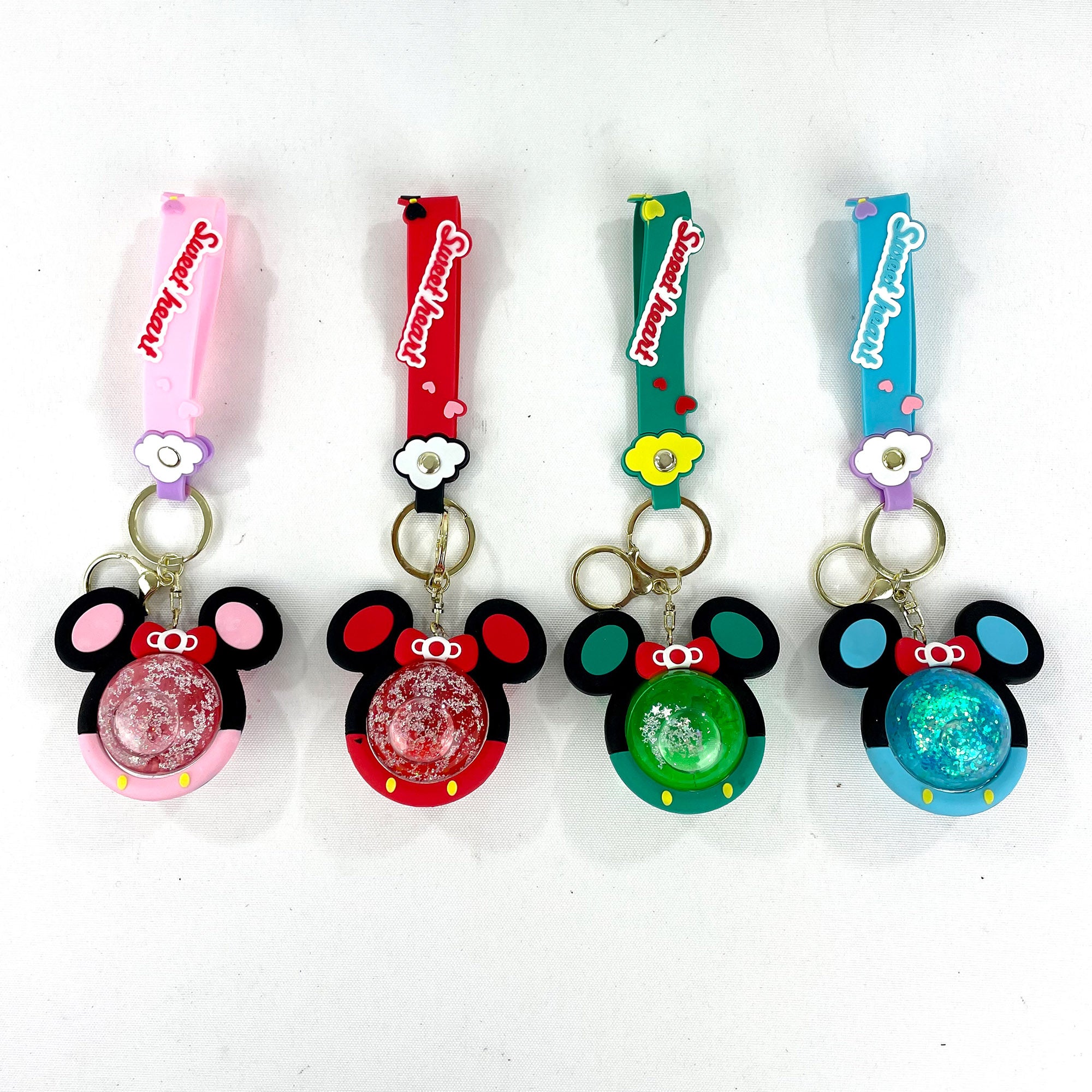 CUTE MOUSE EAR LIQUID GLITTER BALL KEY CHAIN 0302-4 (12PC)