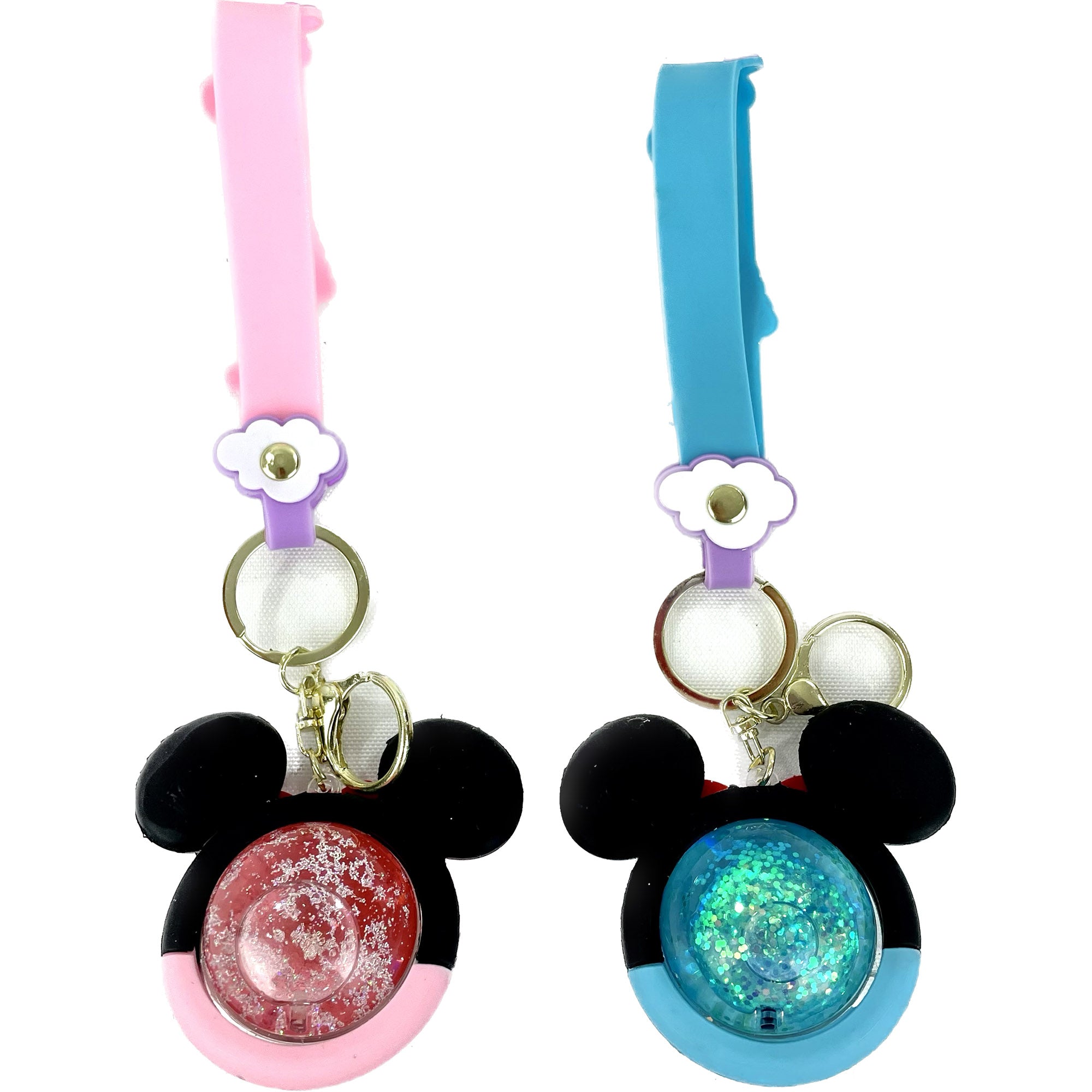 CUTE MOUSE EAR LIQUID GLITTER BALL KEY CHAIN 0302-4 (12PC)